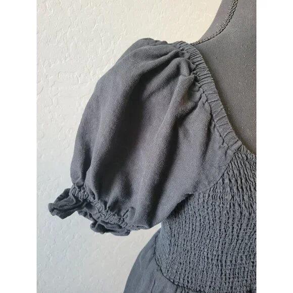 Madewell Linen-Blend Lucie Smocked Mini Dress Size S Bohemian Whimiscal Gothic - Picture 5 of 13